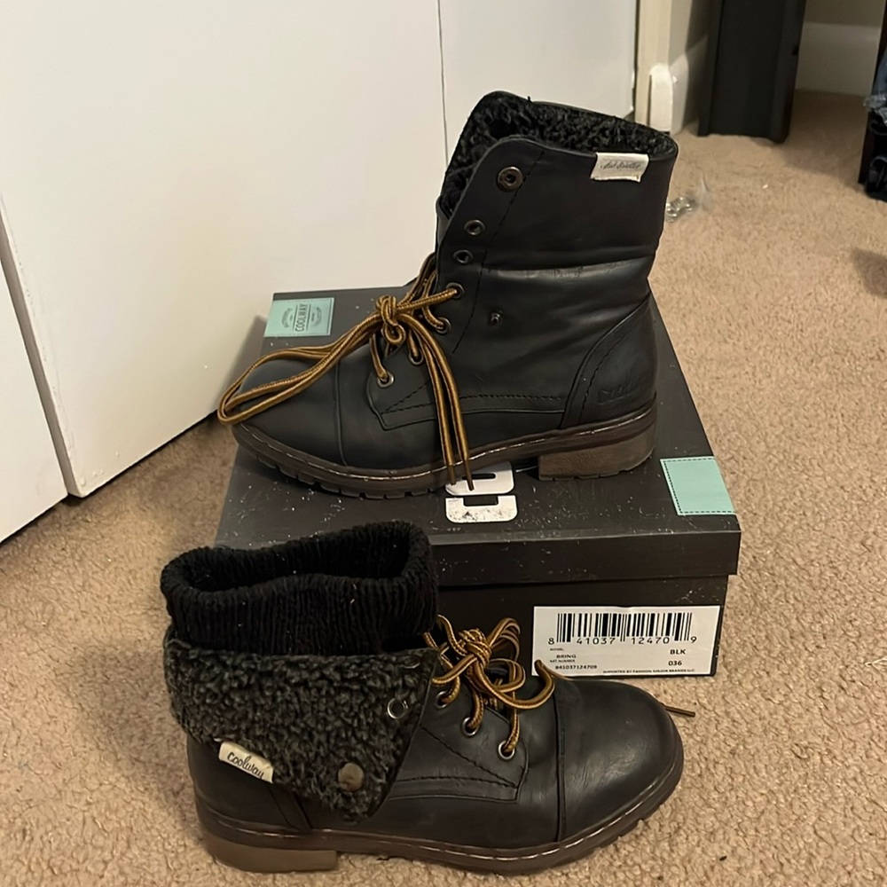 Black combat boots